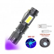 Mini Lanterna LED Recarregável Luz Negra USB LT408